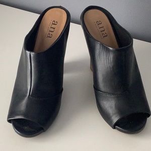 Black heeled slip on shoe